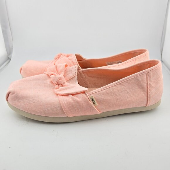TOMS Women’s Classic Espadrille Flats Sz 6.5 Linen Spanish Villa Bow Crosshatch - Picture 2 of 11